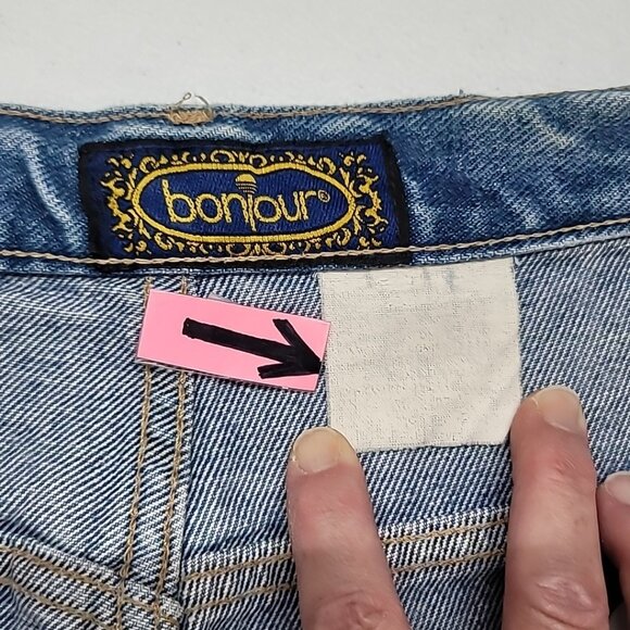VTG Bonjour Petite High Waist Denim Mom Jeans Sz 26x25 Cut Away Button Fly READ - Picture 13 of 16